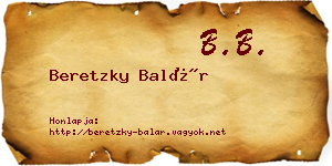 Beretzky Balár névjegykártya